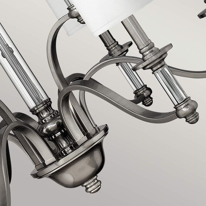 Hinkley Sussex 9-Light Brushed Nickel Modern Chandelier with Linen Shades and Clear Glass