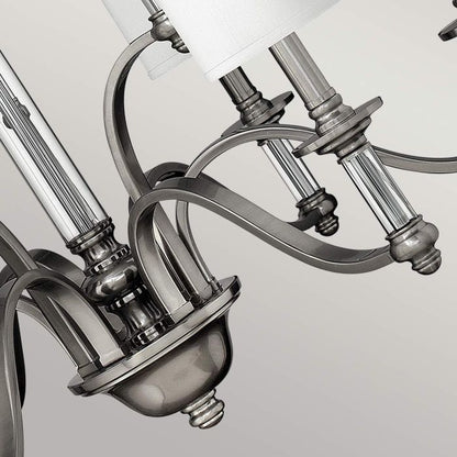 Hinkley Sussex 9-Light Brushed Nickel Modern Chandelier with Linen Shades and Clear Glass