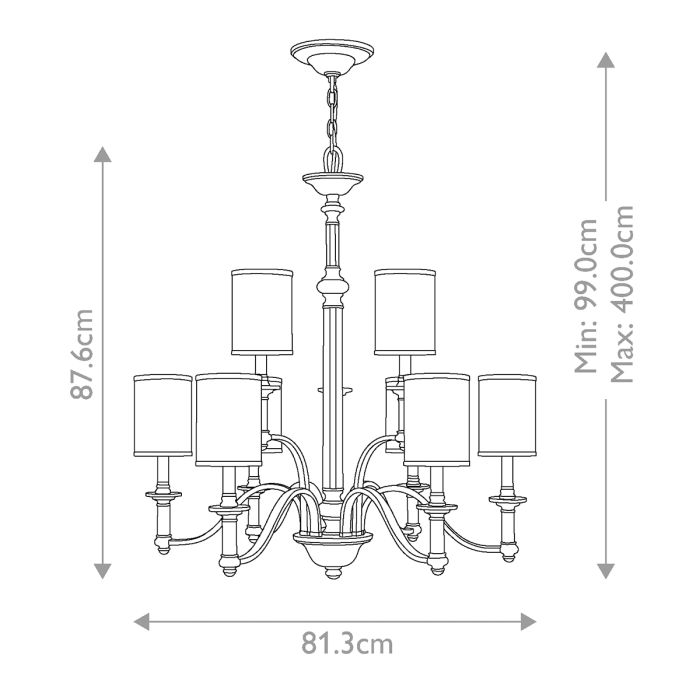 Hinkley Sussex 9-Light Brushed Nickel Modern Chandelier with Linen Shades and Clear Glass