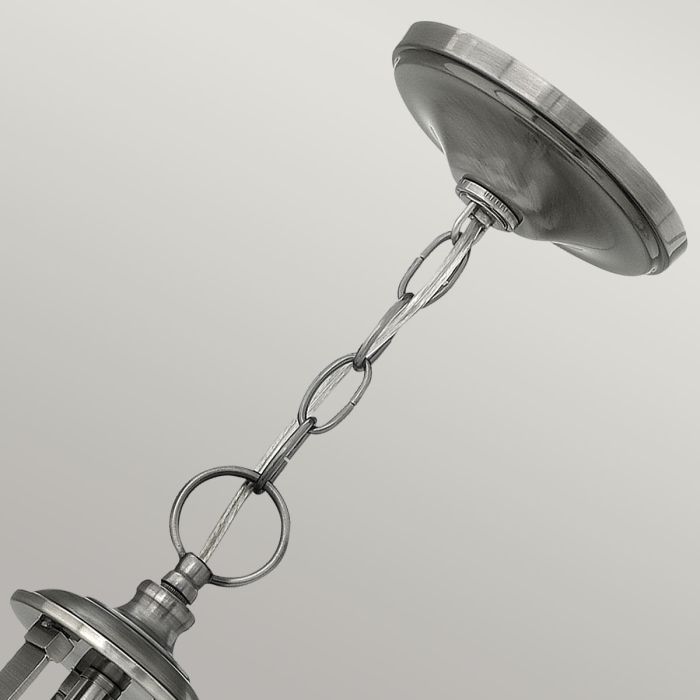 Hinkley Truman 3-Light Antique Nickel Modern Chandelier with Etched Opal Glass