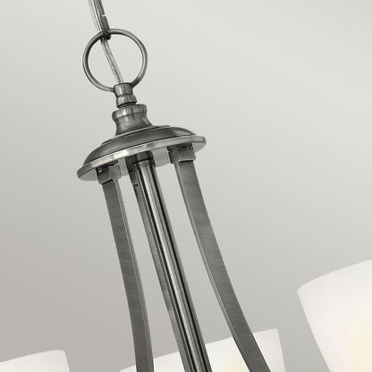 Hinkley Truman 3-Light Antique Nickel Modern Chandelier with Etched Opal Glass