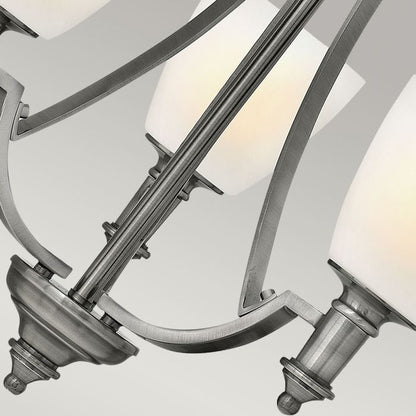 Hinkley Truman 3-Light Antique Nickel Modern Chandelier with Etched Opal Glass