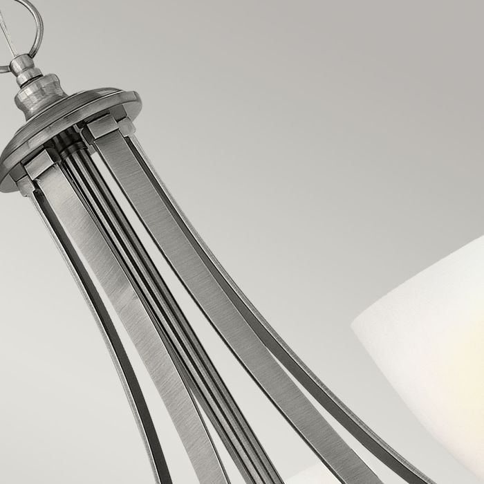 Hinkley Truman 5-Light Antique Nickel Modern Chandelier with Etched Opal Glass