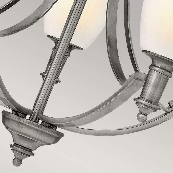 Hinkley Truman 5-Light Antique Nickel Modern Chandelier with Etched Opal Glass