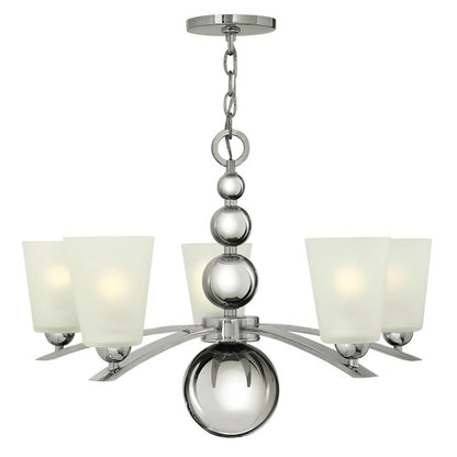 Hinkley Zelda 5-Light Polished Nickel Modern Chandelier with Etched Glass