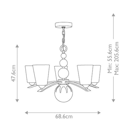 Hinkley Zelda 5-Light Polished Nickel Modern Chandelier with Etched Glass