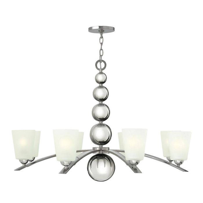 Hinkley Zelda 8-Light Polished Nickel Modern Chandelier with Etched Glass