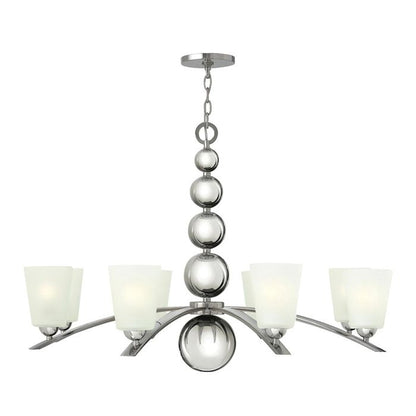 Hinkley Zelda 8-Light Polished Nickel Modern Chandelier with Etched Glass