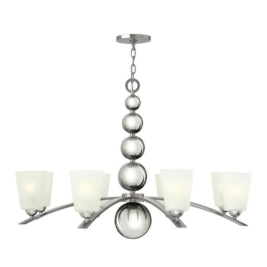 Hinkley Zelda 8-Light Polished Nickel Modern Chandelier with Etched Glass