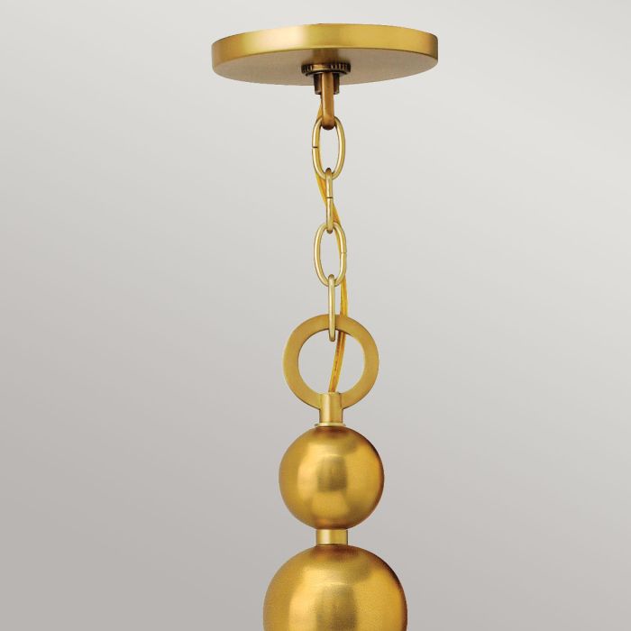 Hinkley Zelda 8-Light Vintage Brass Modern Chandelier with Etched Glass