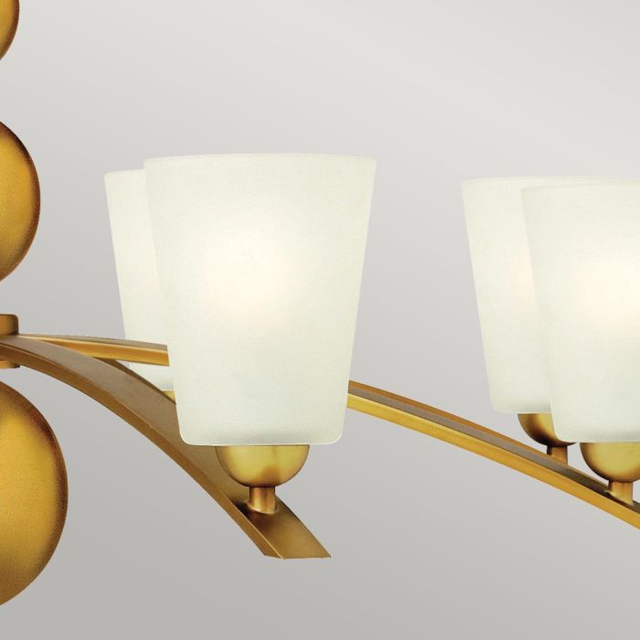 Hinkley Zelda 8-Light Vintage Brass Modern Chandelier with Etched Glass