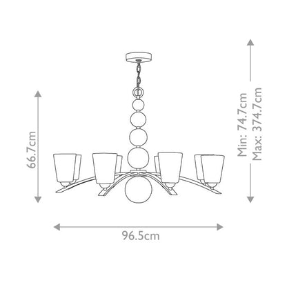 Hinkley Zelda 8-Light Vintage Brass Modern Chandelier with Etched Glass