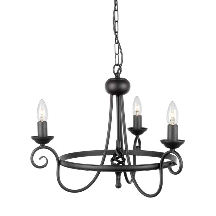 Elstead Lighting Harlech 3-Light Black Wagon Wheel Chandelier