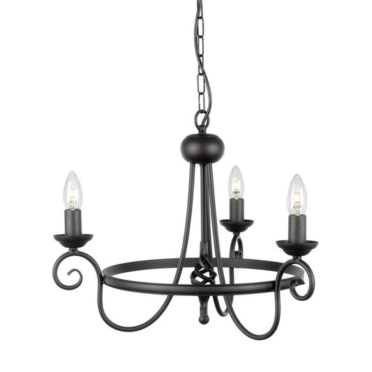 Elstead Lighting Harlech 3-Light Black Wagon Wheel Chandelier