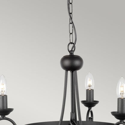 Elstead Lighting Harlech 3-Light Black Wagon Wheel Chandelier