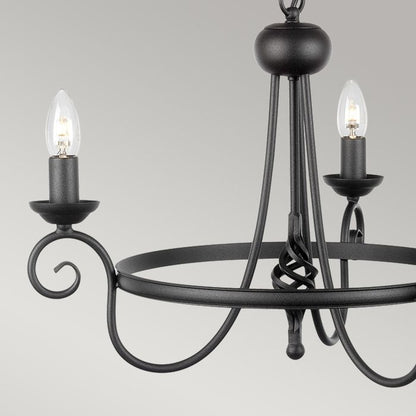 Elstead Lighting Harlech 3-Light Black Wagon Wheel Chandelier