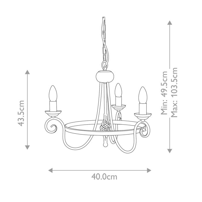 Elstead Lighting Harlech 3-Light Black Wagon Wheel Chandelier