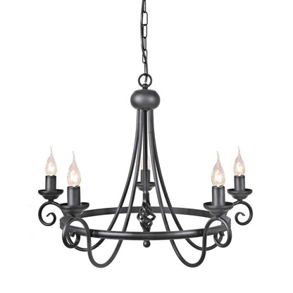 Elstead Lighting Harlech 5-Light Black Wagon Wheel Chandelier