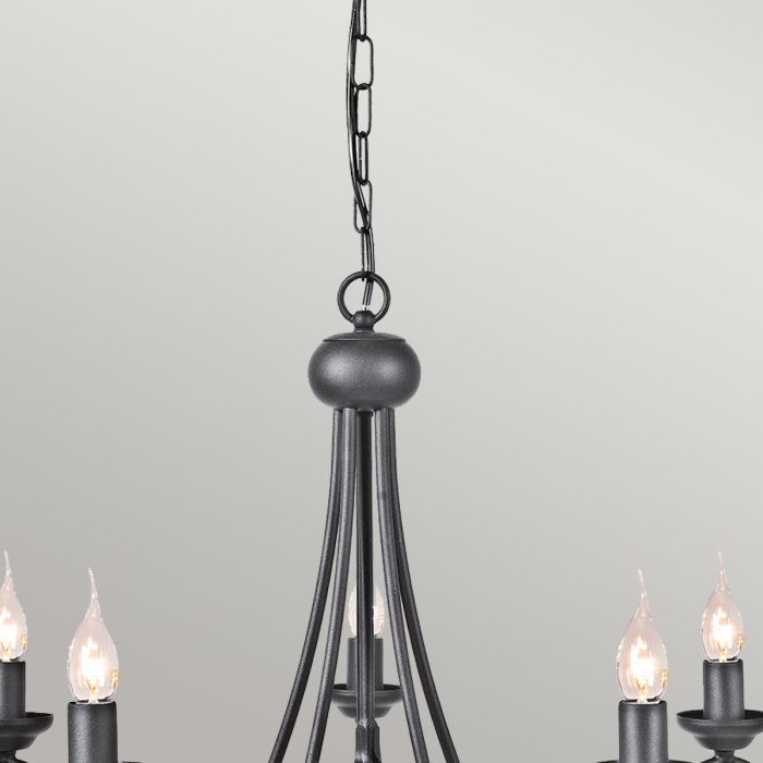 Elstead Lighting Harlech 5-Light Black Wagon Wheel Chandelier