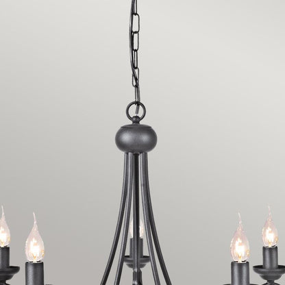 Elstead Lighting Harlech 5-Light Black Wagon Wheel Chandelier