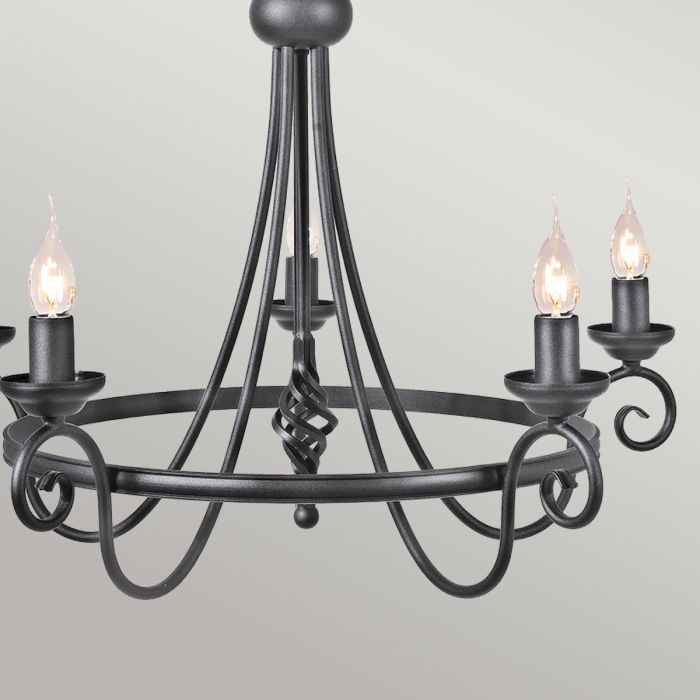 Elstead Lighting Harlech 5-Light Black Wagon Wheel Chandelier