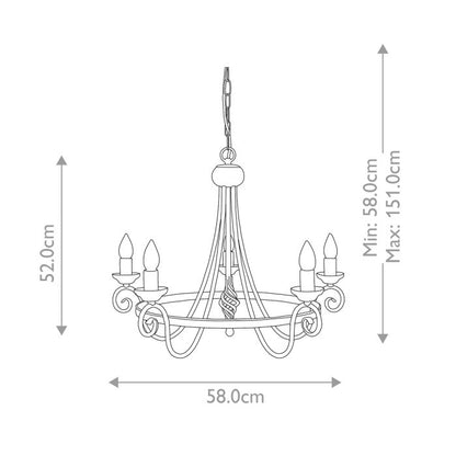 Elstead Lighting Harlech 5-Light Black Wagon Wheel Chandelier
