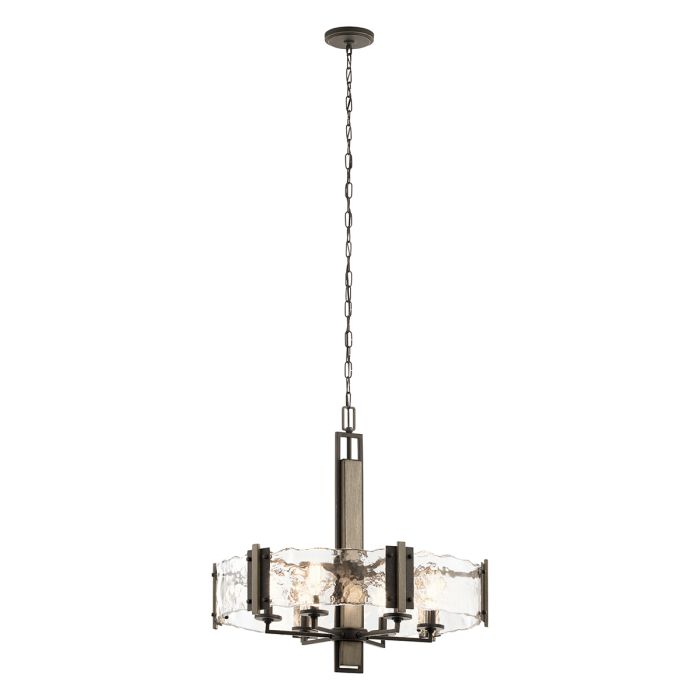Kichler Aberdeen 6-Light Distressed Grey & Olde Bronze Rust Glass Chandelier