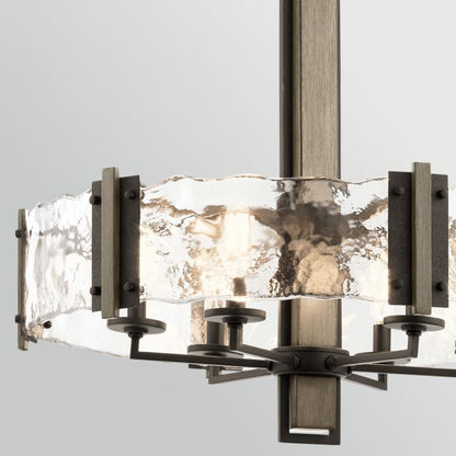 Kichler Aberdeen 6-Light Distressed Grey & Olde Bronze Rust Glass Chandelier