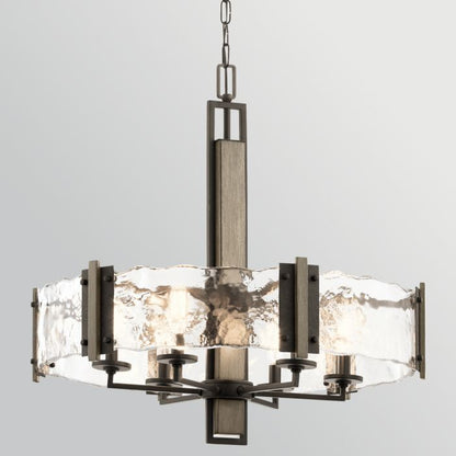 Kichler Aberdeen 6-Light Distressed Grey & Olde Bronze Rust Glass Chandelier