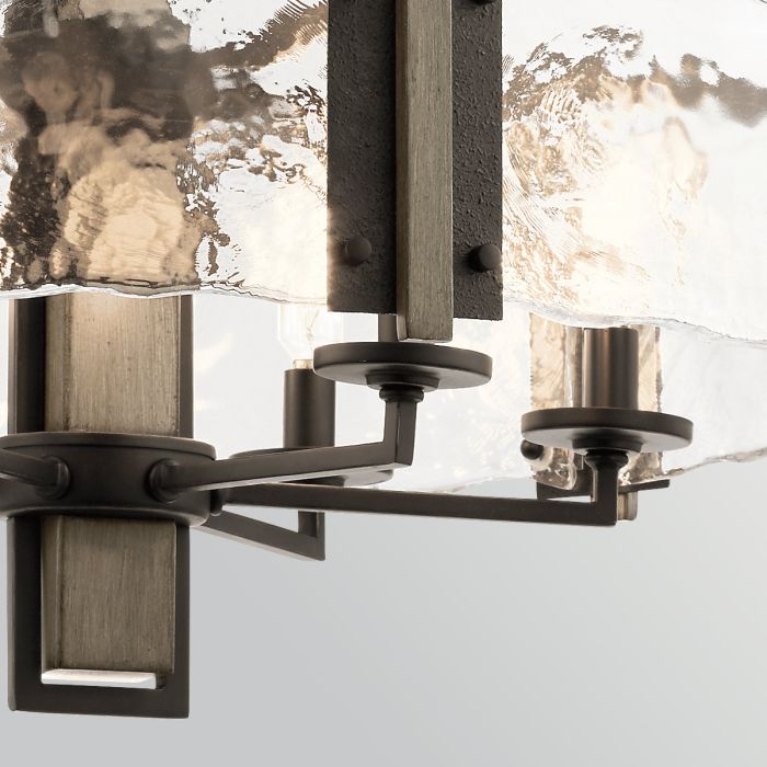 Kichler Aberdeen 6-Light Distressed Grey & Olde Bronze Rust Glass Chandelier