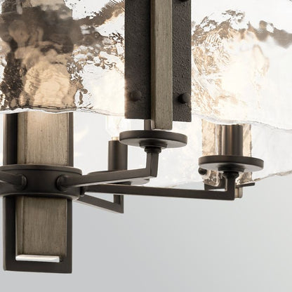 Kichler Aberdeen 6-Light Distressed Grey & Olde Bronze Rust Glass Chandelier