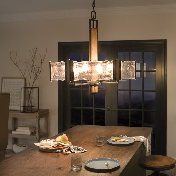 Kichler Aberdeen 6-Light Distressed Grey & Olde Bronze Rust Glass Chandelier