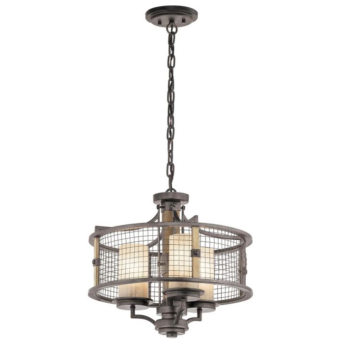 Kichler Ahrendale 3-Light Anvil Iron Duo-Mount Industrial Chandelier