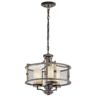 Kichler Ahrendale 3-Light Anvil Iron Duo-Mount Industrial Chandelier