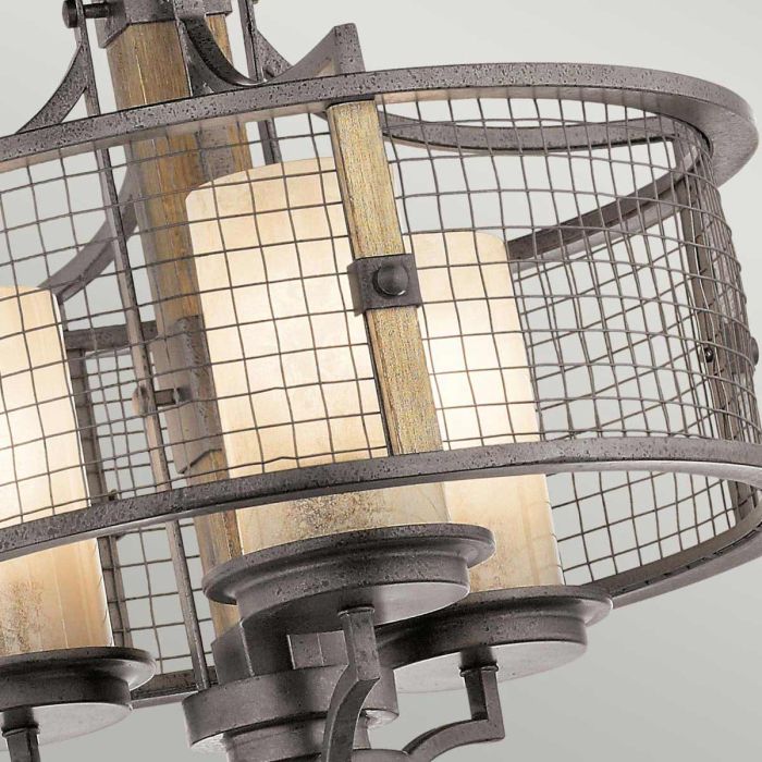 Kichler Ahrendale 3-Light Anvil Iron Duo-Mount Industrial Chandelier