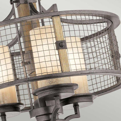 Kichler Ahrendale 3-Light Anvil Iron Duo-Mount Industrial Chandelier