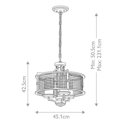 Kichler Ahrendale 3-Light Anvil Iron Duo-Mount Industrial Chandelier