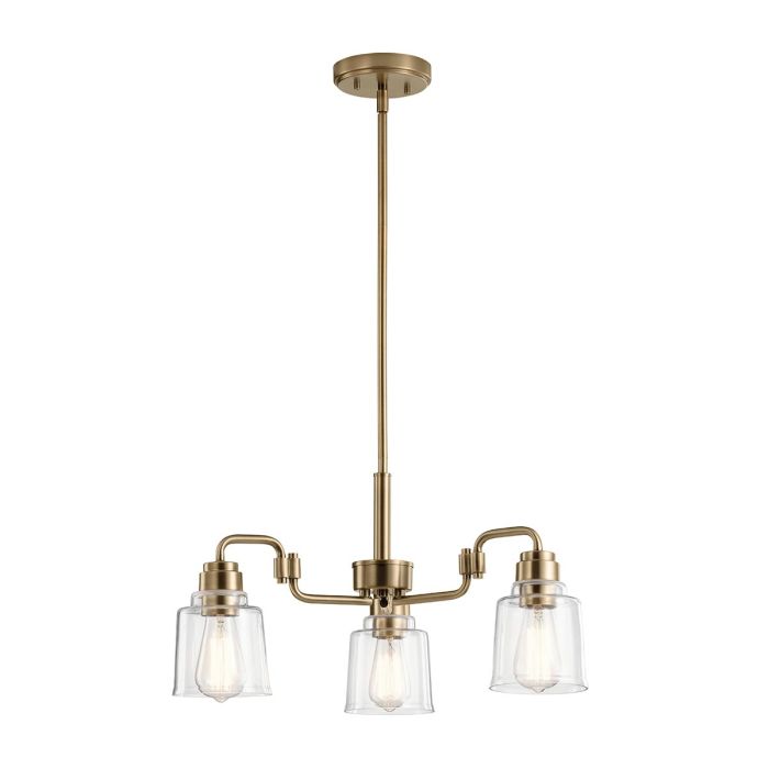 Kichler Aivian 3-Light Weathered Brass Glass Chandelier