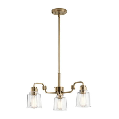 Kichler Aivian 3-Light Weathered Brass Glass Chandelier
