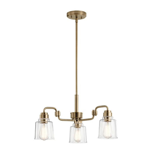 Kichler Aivian 3-Light Weathered Brass Glass Chandelier