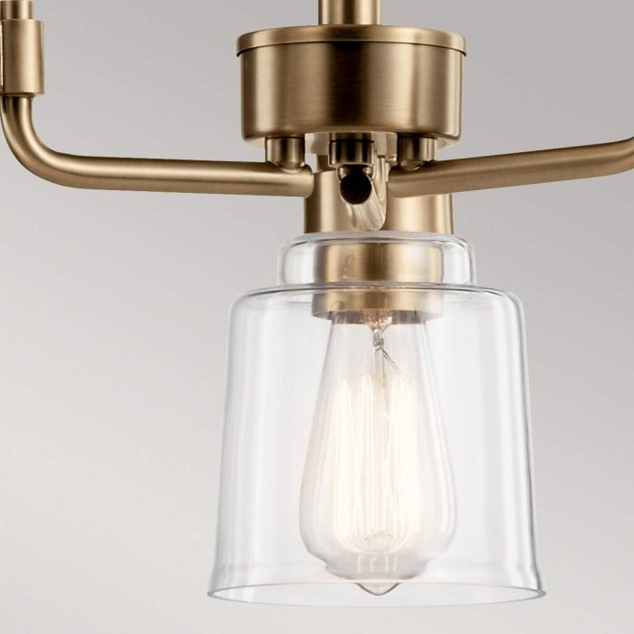 Kichler Aivian 3-Light Weathered Brass Glass Chandelier