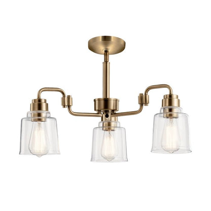 Kichler Aivian 3-Light Weathered Brass Glass Chandelier