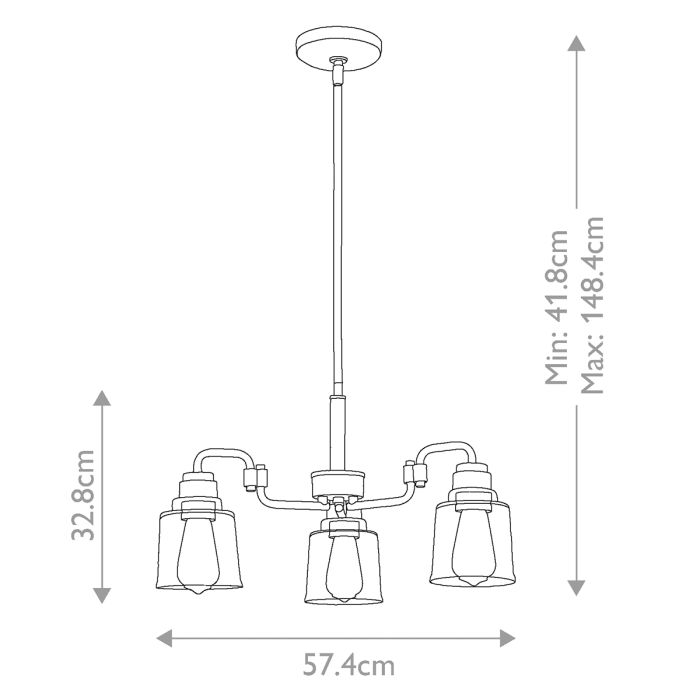 Kichler Aivian 3-Light Weathered Brass Glass Chandelier