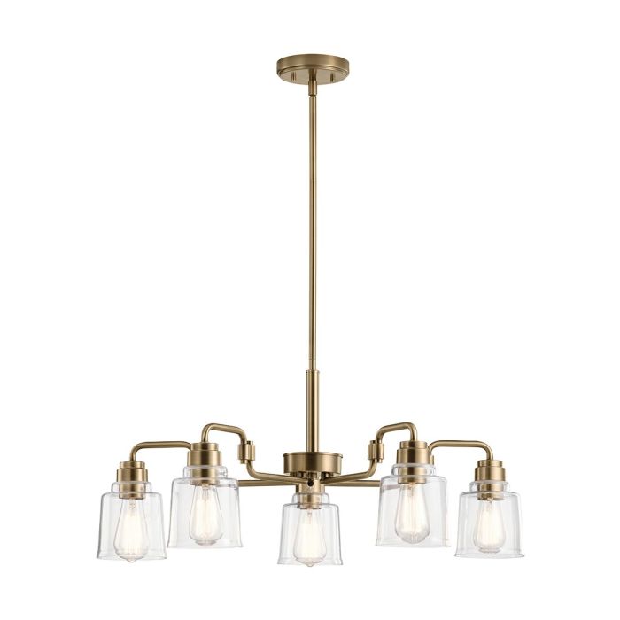 Kichler Aivian 5-Light Weathered Brass Glass Chandelier
