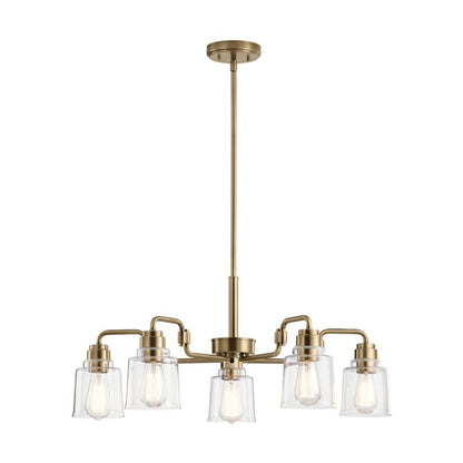 Kichler Aivian 5-Light Weathered Brass Glass Chandelier