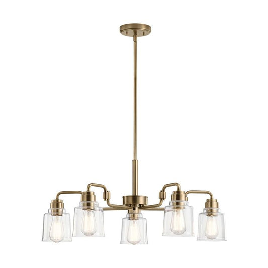 Kichler Aivian 5-Light Weathered Brass Glass Chandelier
