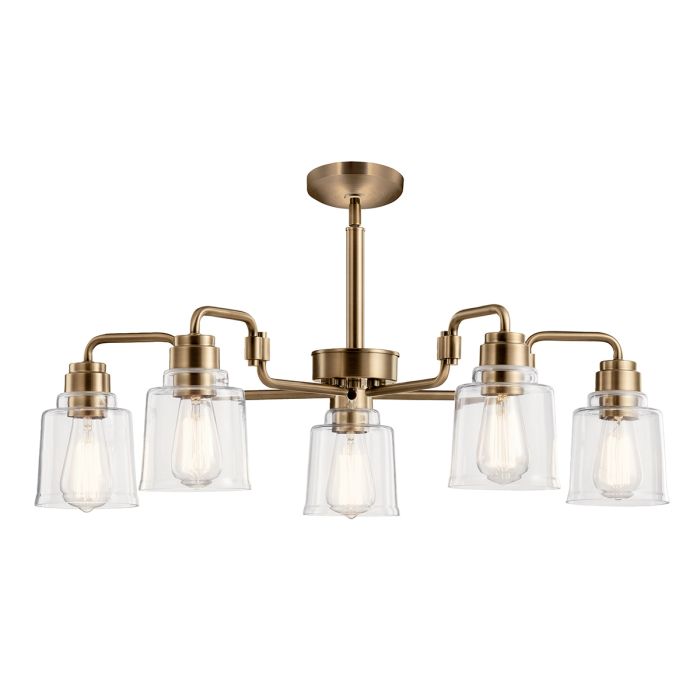 Kichler Aivian 5-Light Weathered Brass Glass Chandelier