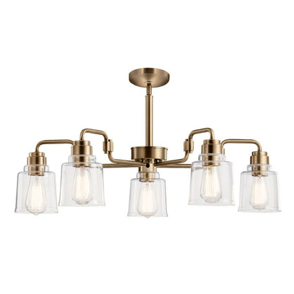Kichler Aivian 5-Light Weathered Brass Glass Chandelier