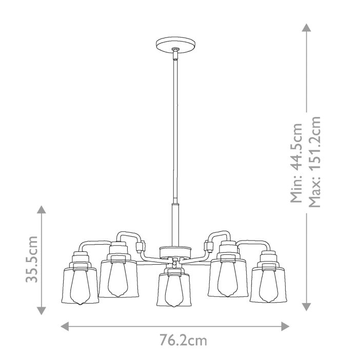 Kichler Aivian 5-Light Weathered Brass Glass Chandelier