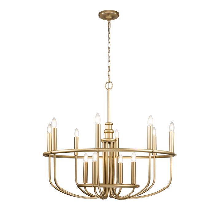 Kichler Capitol Hill 12-Light Painted Natural Brass Modern Chandelier
